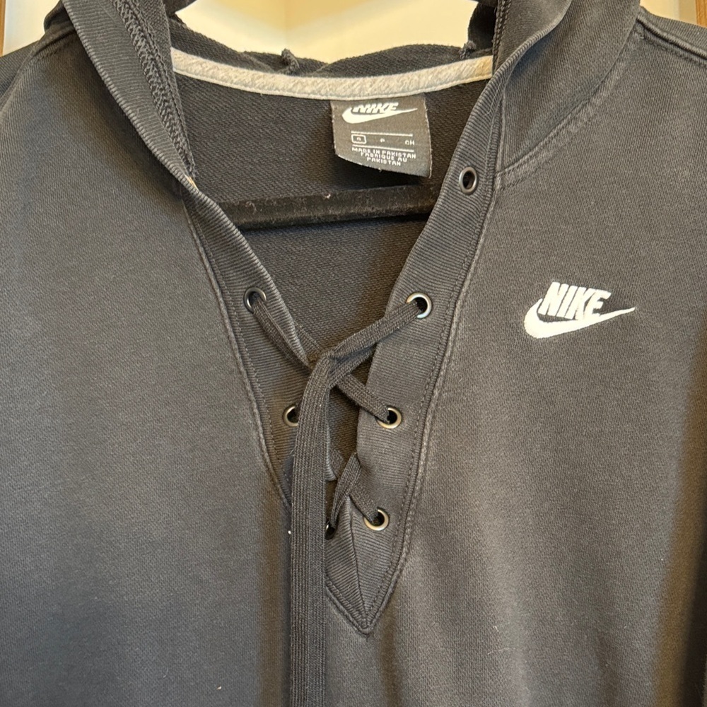 Nike Black Oversized Laceup Pullover Hoodie - Picture 3 of 4